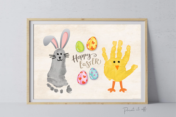 spring art activities for preschoolers Footprint Bunnies